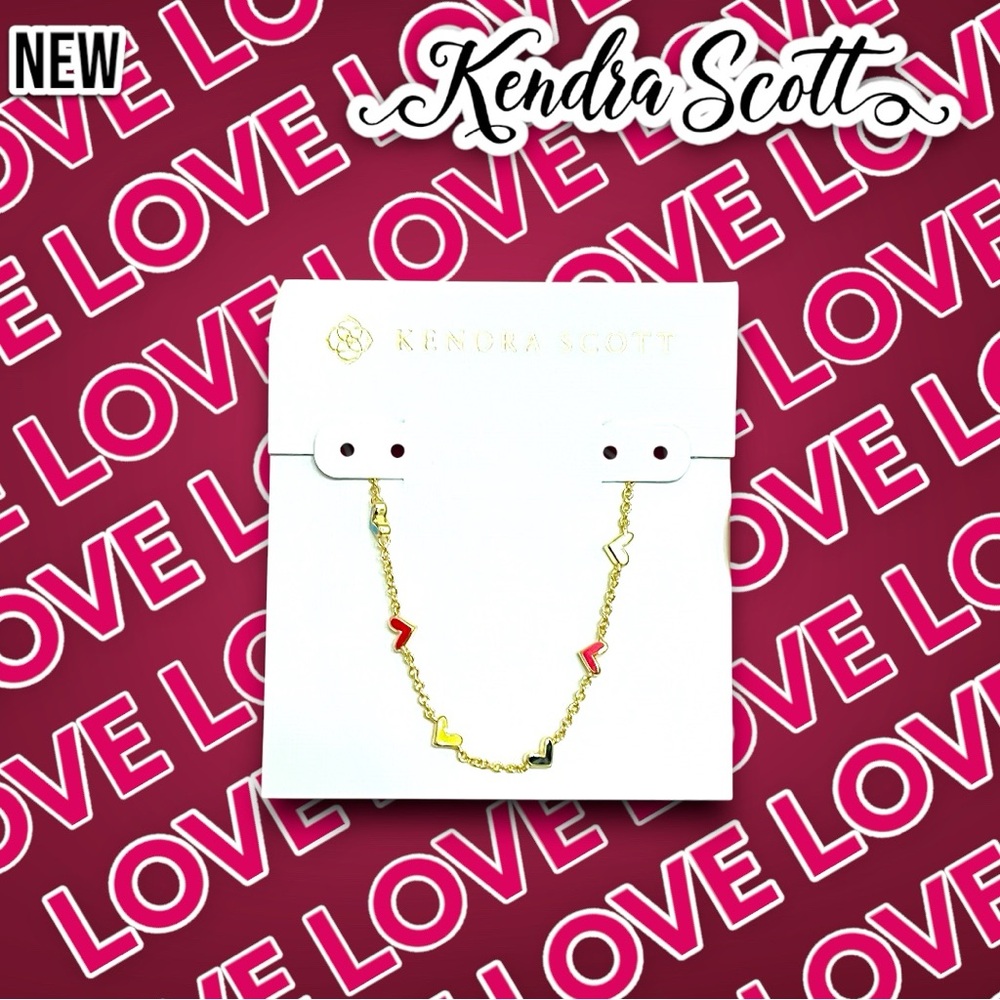 New Kendra Scott Haven Heart Gold Strand Necklace in Multi Mix
